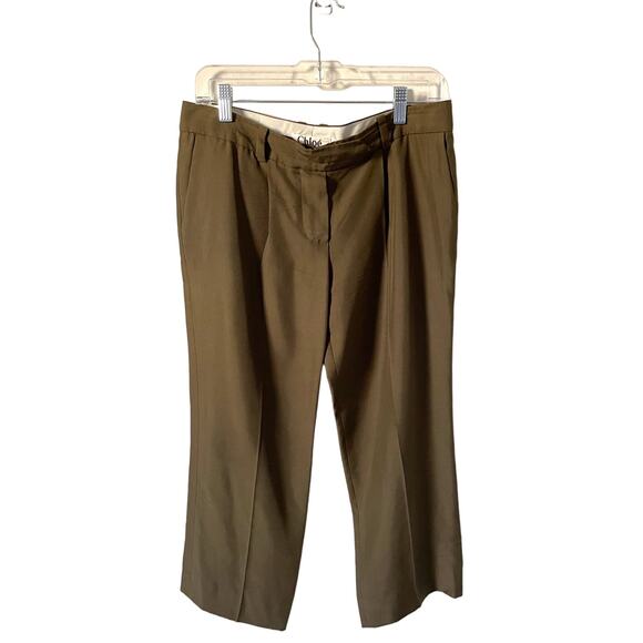 Chloe Pants - Chloe Designer Paris Silk Crop Pants Army Green Size 10